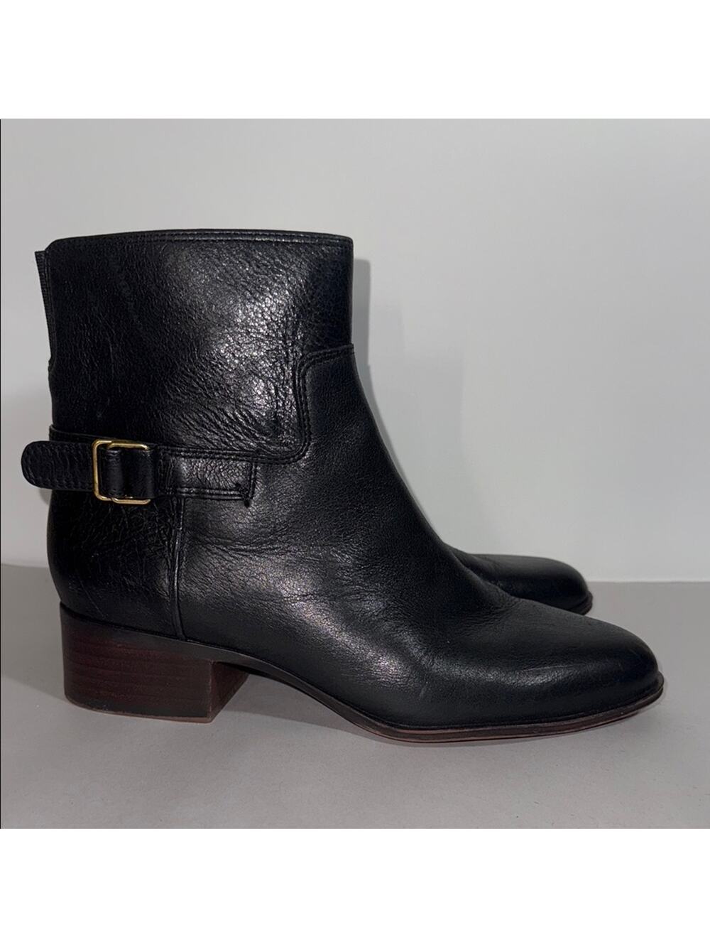 Franco Sarto Women's Joanne Ankle Boots in black leather upper size 7